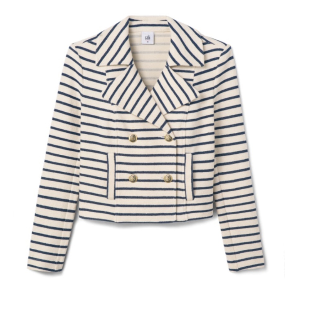 cabi Even Keel Jacket Size Medium NWT Navy Stripe